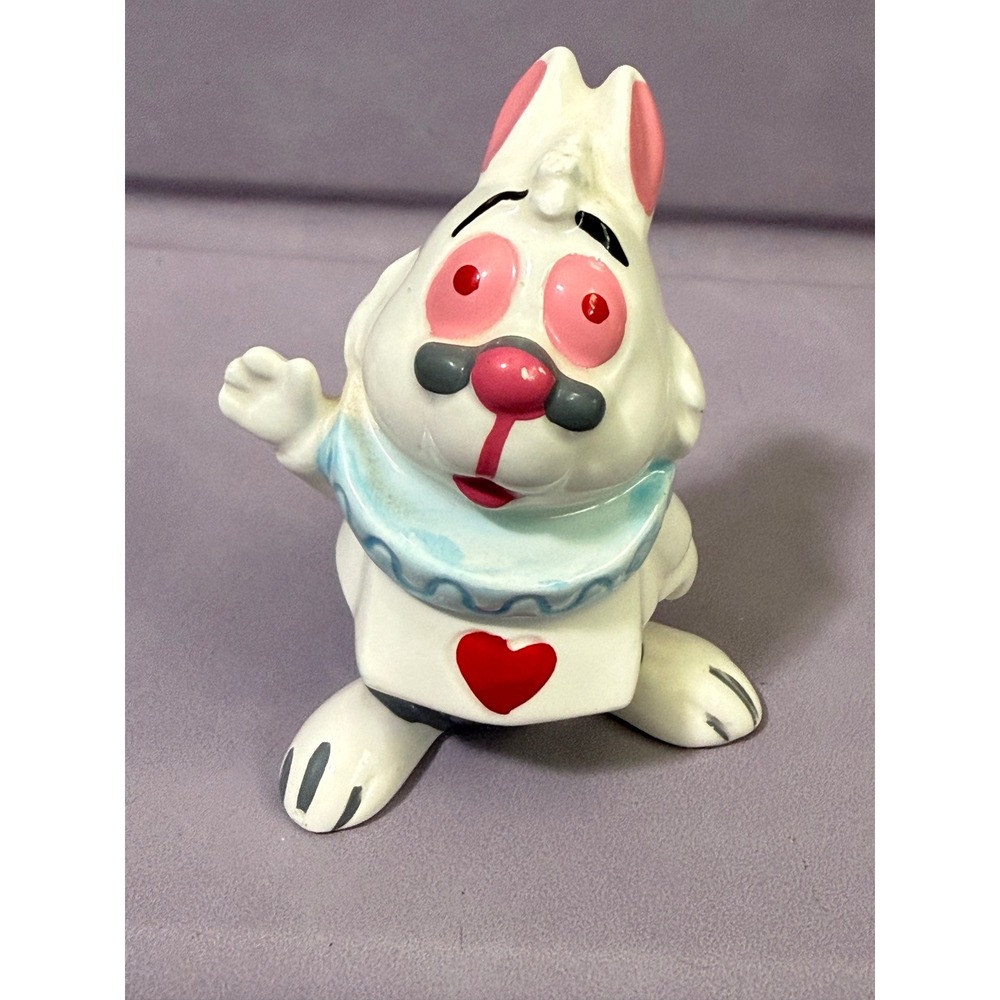 Disney White Rabbit Ceramic Figurine Alice in Wonderland Japan Vintage 3 Inch